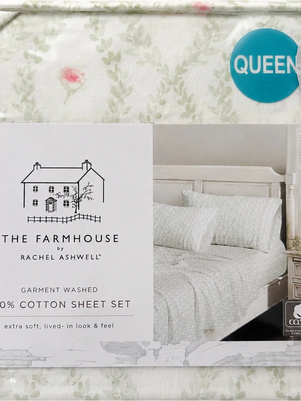 Rachel Ashwell The Farmhouse Queen Sheet Set NIP 100% Cotton Cottagecore
